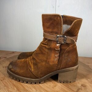 Miz Mooz womens size 38 shoes Brown Suede Mandy Casual chunky heel boots